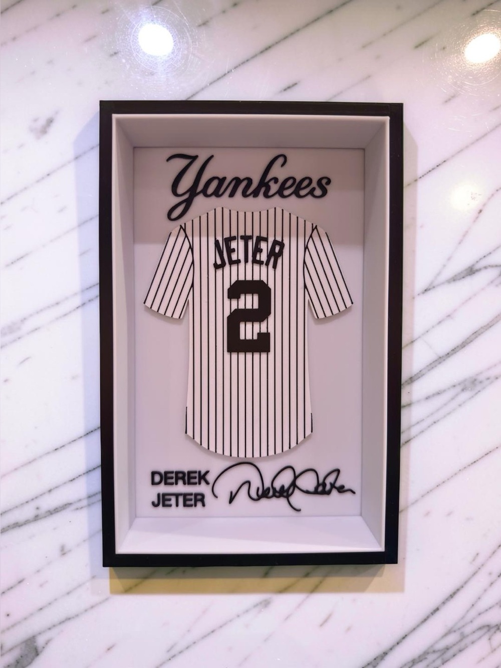 Derek Jeter Jersey Display|Yankees Baseball Gift|New York Yankees Decor|Wall Art
